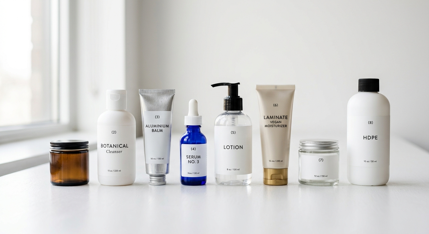 Different packaging material types laid out for product compatibility evaluation