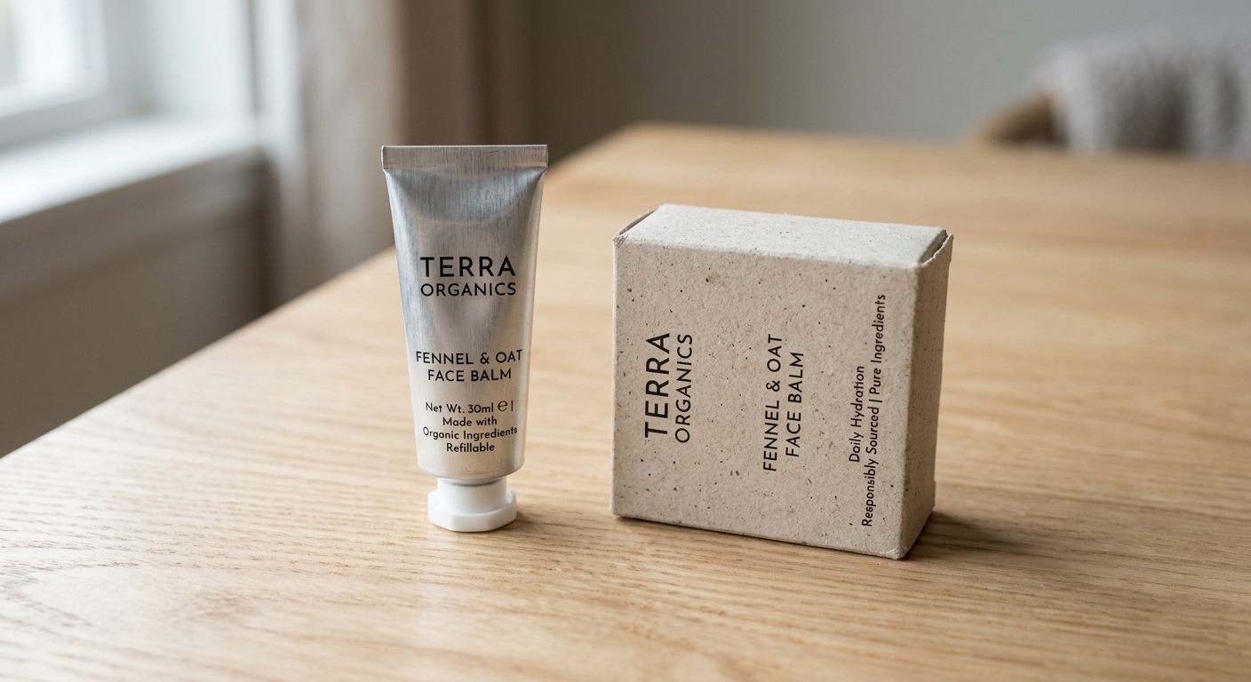 Aluminum cosmetic tube and recycled paper box showing credible sustainable packaging