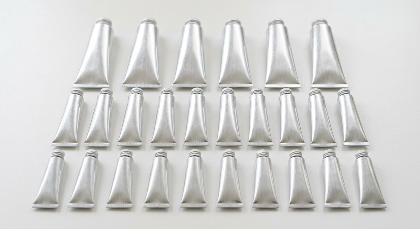 Range of aluminum cosmetic tubes in different sizes