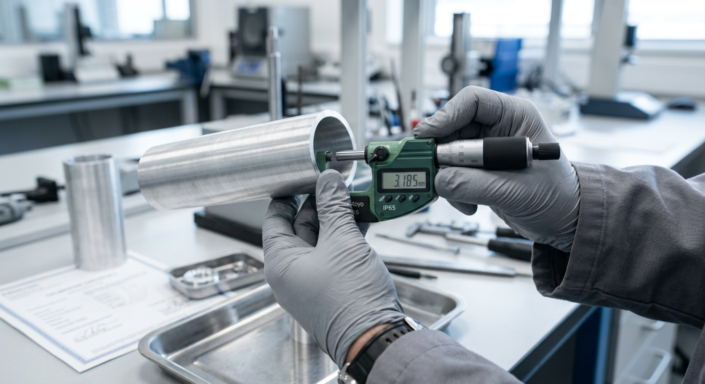 Quality control inspection of aluminum tube wall thickness