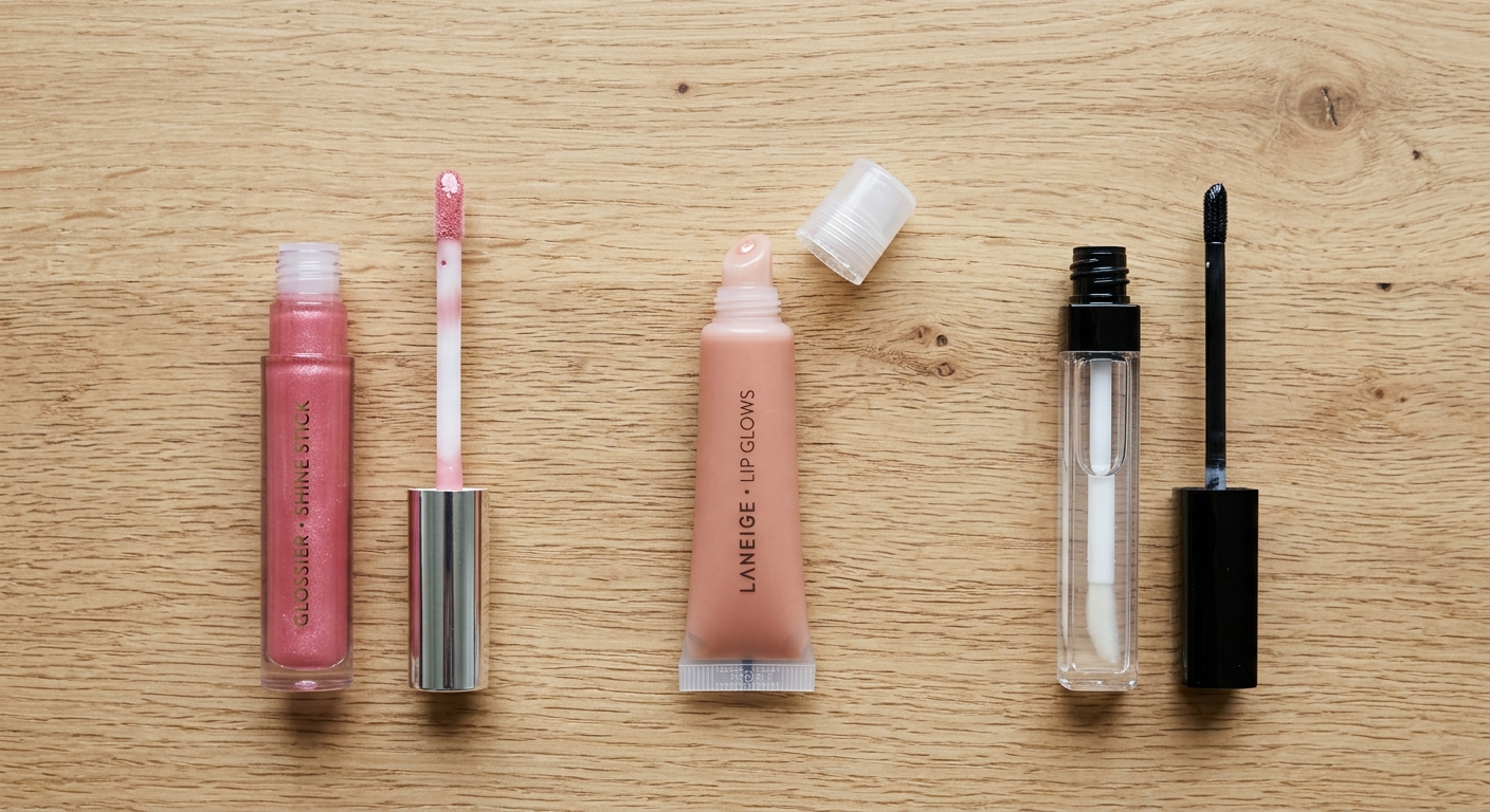 Comparison of wand, brush, and squeeze lip gloss tube applicator types