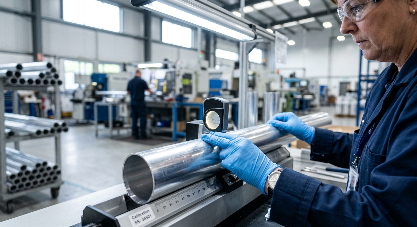 Quality inspection of aluminum tube samples in a packaging factory