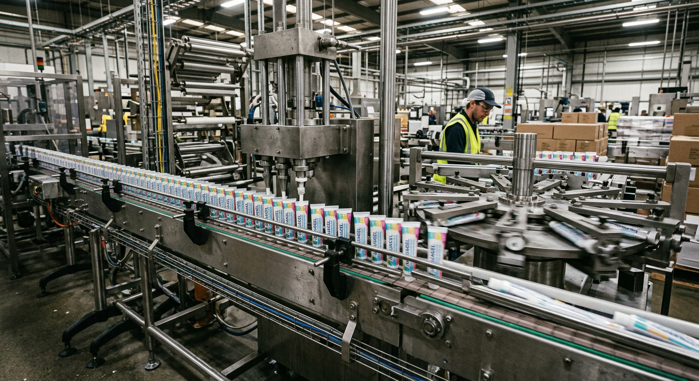 Aluminum tube filling and sealing production line for toothpaste packaging