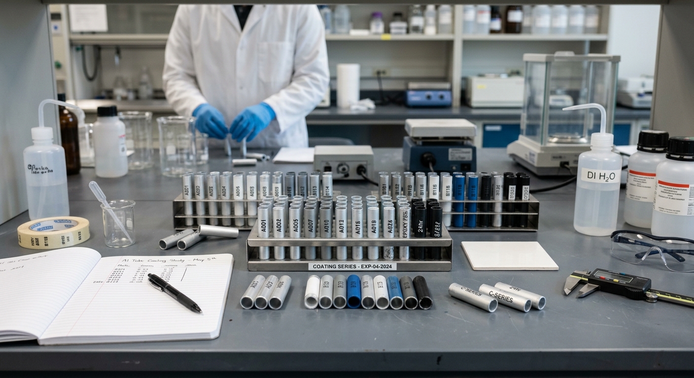 Coated aluminum tube samples for compatibility testing