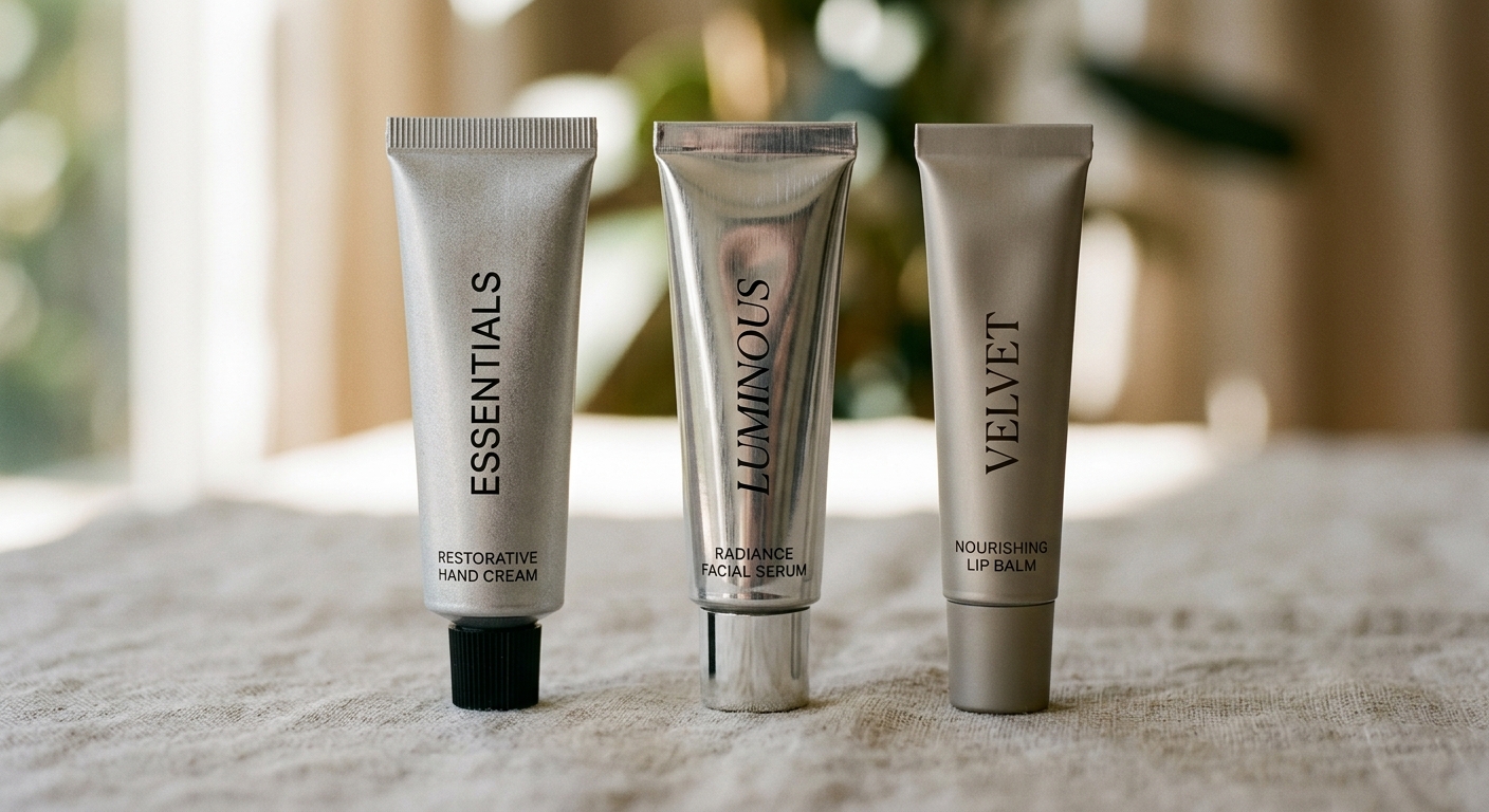 Matte, glossy, and soft-touch finished aluminum tubes compared side by side
