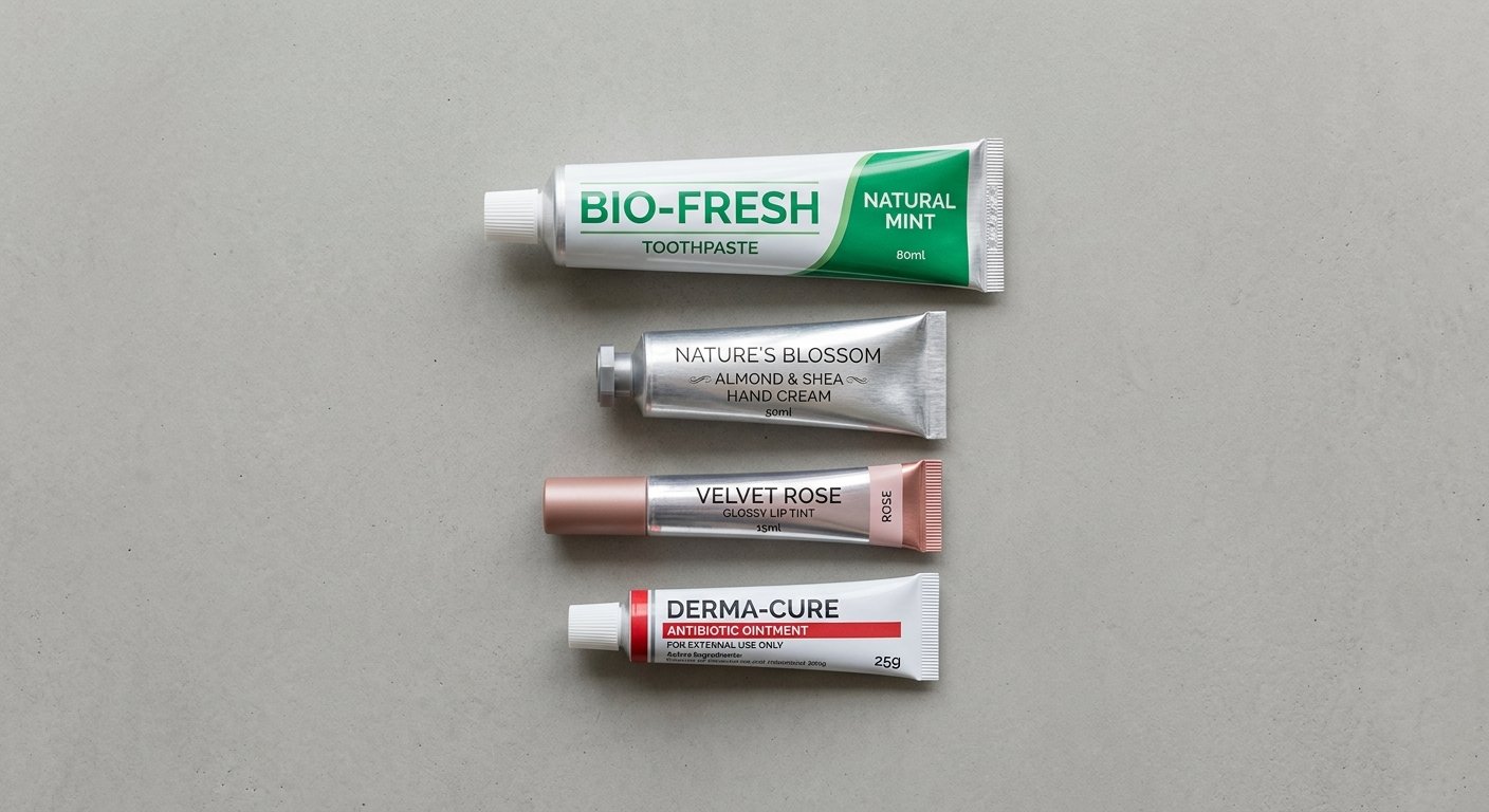 Aluminum tubes for toothpaste, hand cream, lip gloss, and pharma products